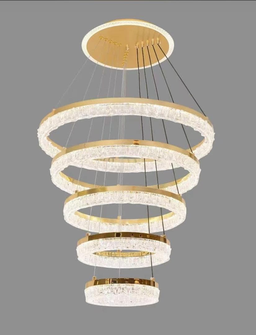 JX Modern Multi-Tier LED Crystal Ring Chandelier.