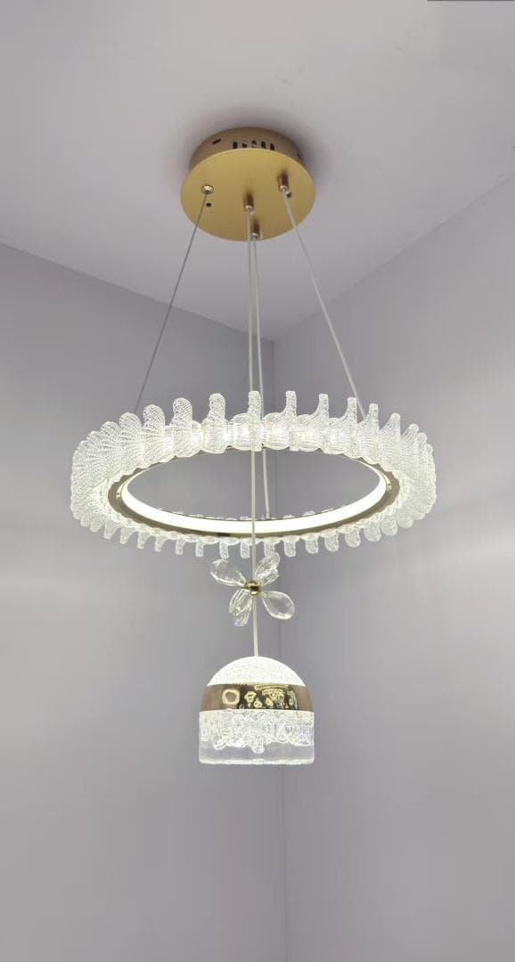 JX Modern LED Crystal Ring Pendant Chandelier