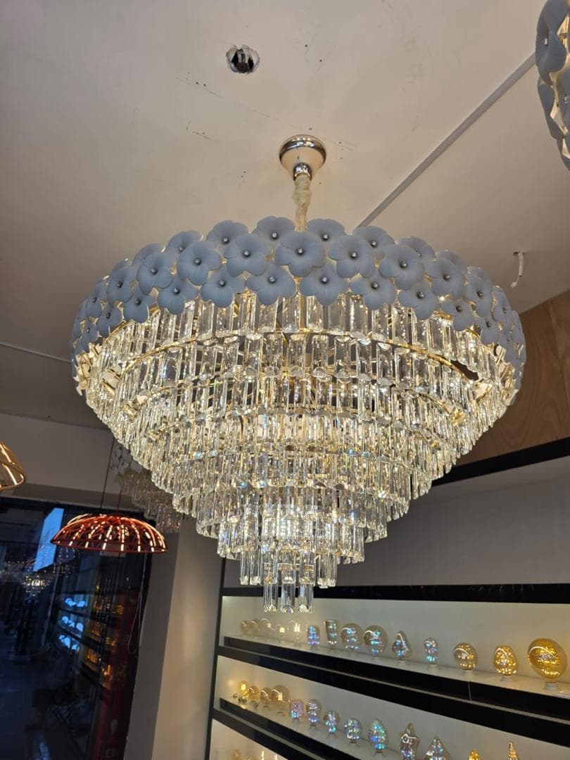 JX Presidential Luxury White Flower Crystal Chandelie